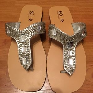 sandals silver rhinestone☀️